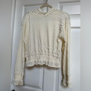 Kori Ivory Textured Top with Hood - Size M